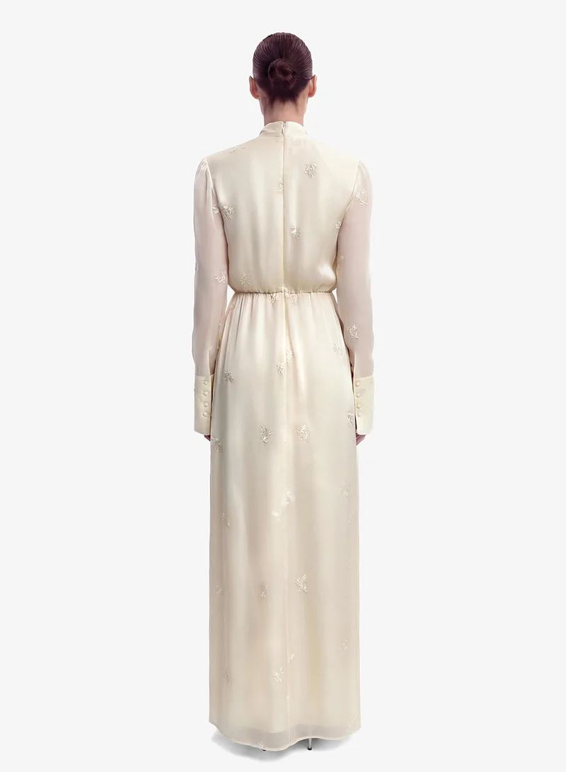 Jw Pei Structured Shoulder High Neck Fitted Maxi Dress