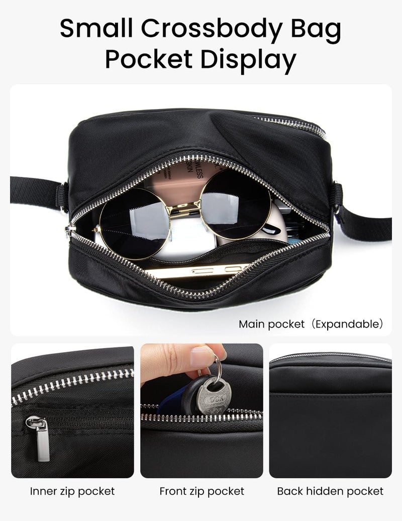 MEXS Small Crossbody Bags for Women, Mini Casual Cross Body Bag Travel Purse, Adjustable Strap Shoulder Handbags Wallet, Everyday Purse for Travel Hiking (Black) - Image 5