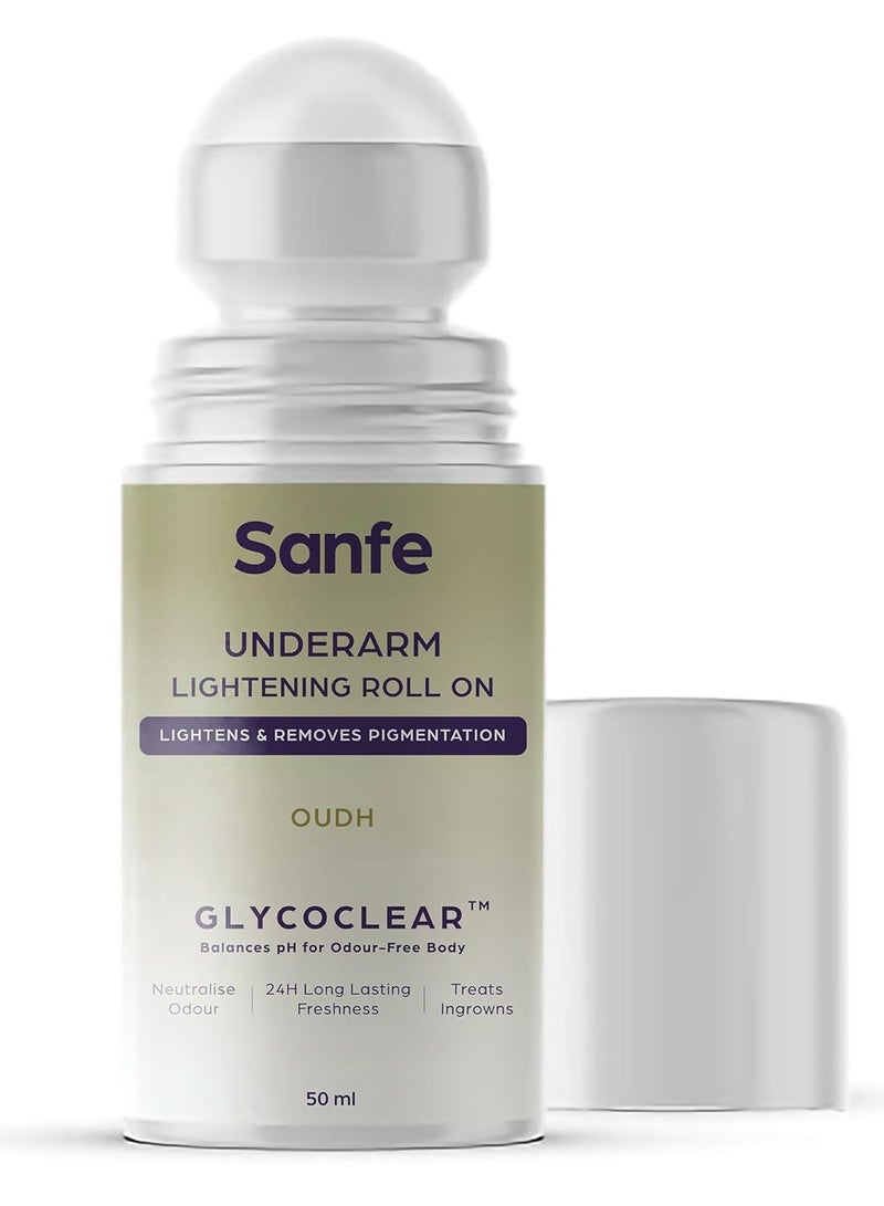 Sanfe Underarm Lightening Roll On Soft Touch 5% AHA Glycolic Salicylic Acid Removes Pigmentation Deodorant Glycoclear Men Women - Image 1