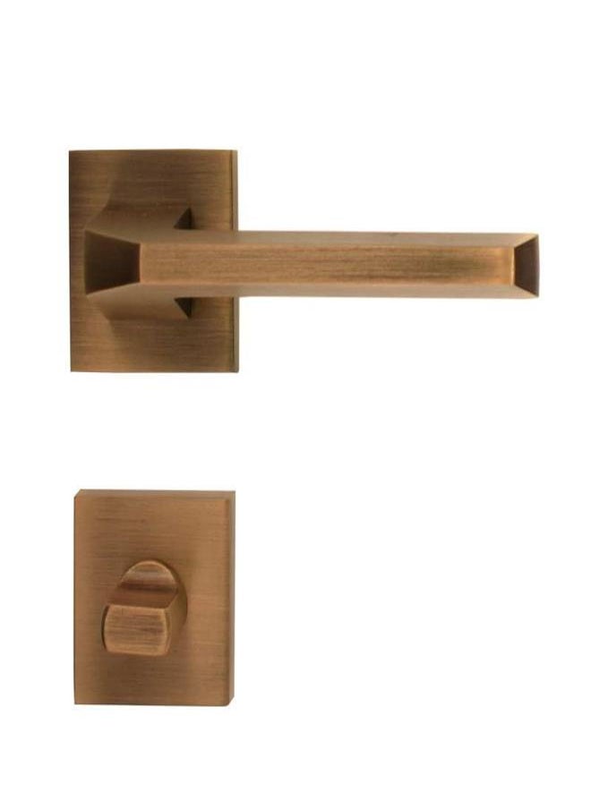 AHRAM Al-Ahram Rosette Bathroom Door Handle Set Sicuro Flusso Square – Antique Bronze  - Image 1
