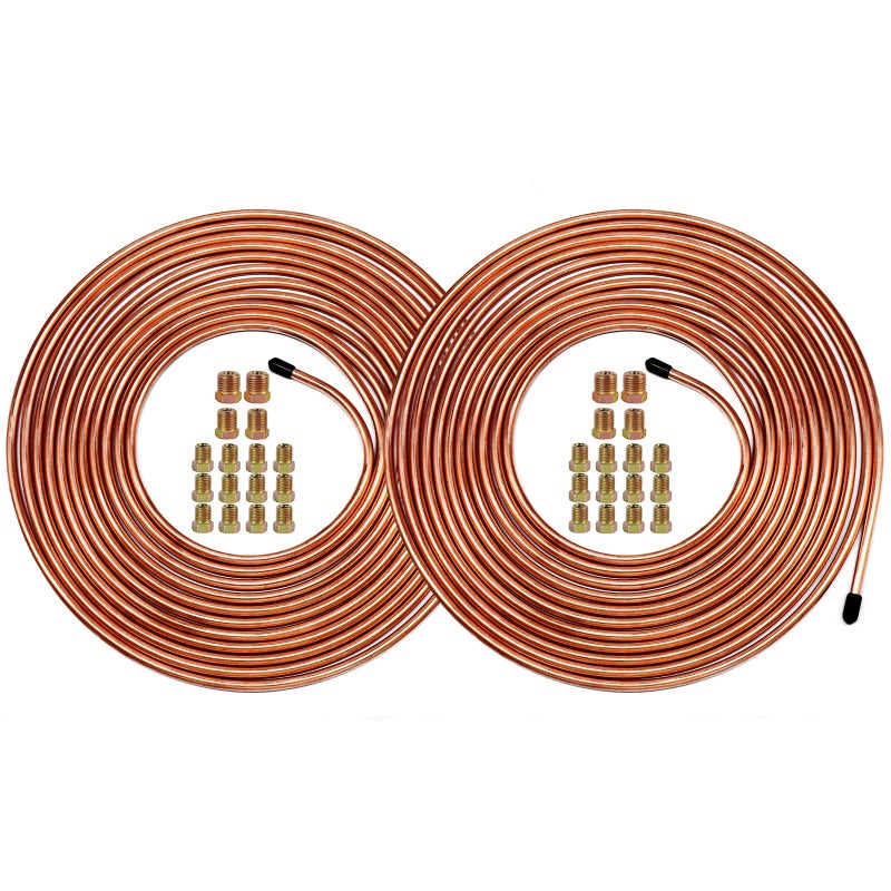 MuHize 14 Inch Brake Line Kit 25 Ft Copper Coated Braking Tubing 16 Braking Fittings2 Sets AntiRust Durable Fits Sedan SUV Light Truck Brake Line Replacement