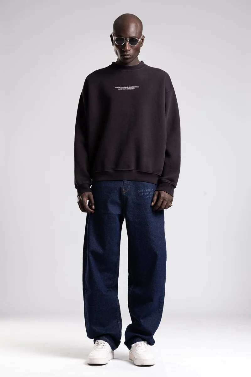 Catch Micro Text Print Detail Oversize Sweatshirt