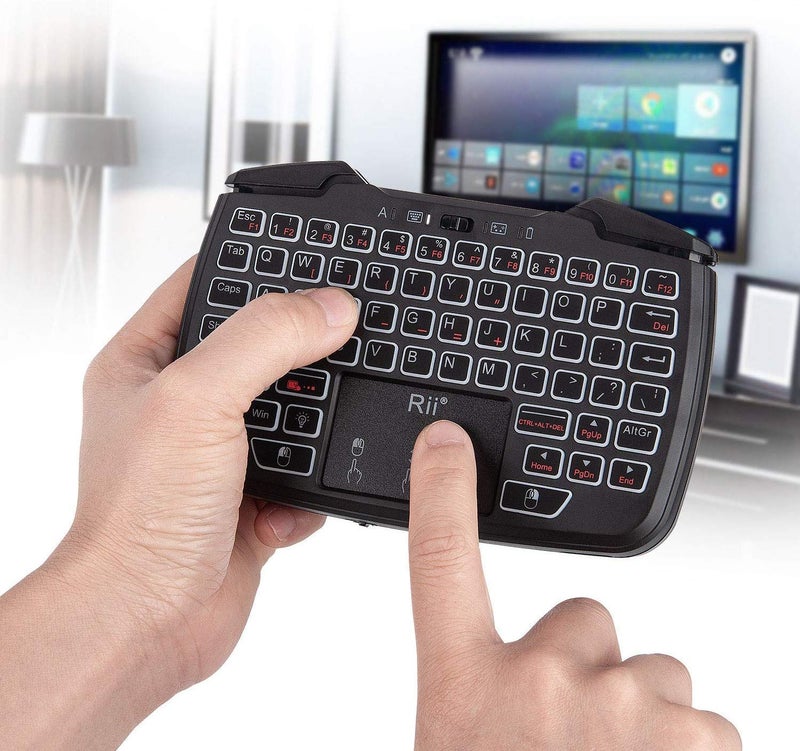 RII (Backlit Version)Rii RK707 3 in 1 Multifunctional 2.4GHz Wireless Portable Game Controller 62-Key Rechargeable Keyboard Mouse Combo Turbo Vibration Function for PC/Raspberry pi2/Android TV Google/TV B - Image 5