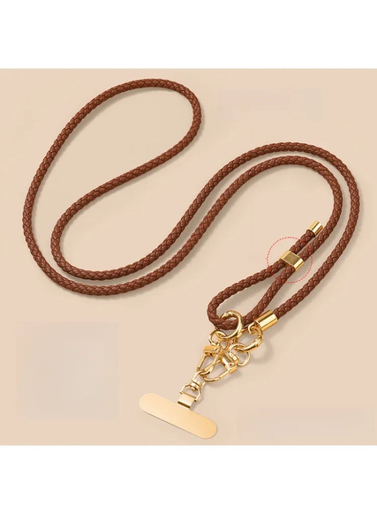 Adjustable Braided Leather Phone Crossbody Strap with Horse Charm, Universal Anti-Lost Lanyard - Image 2