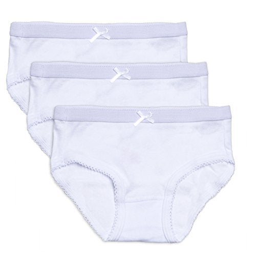 Feathers Girls Solid White Snug Fit Tagless Briefs Underwear - 100% Cotton Super Soft Panties, Solid White, 12 - Image 1