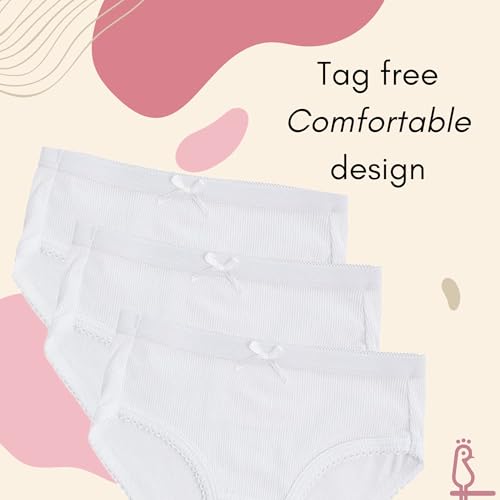 Feathers Girls Solid White Snug Fit Tagless Briefs Underwear - 100% Cotton Super Soft Panties, Solid White, 12 - Image 4