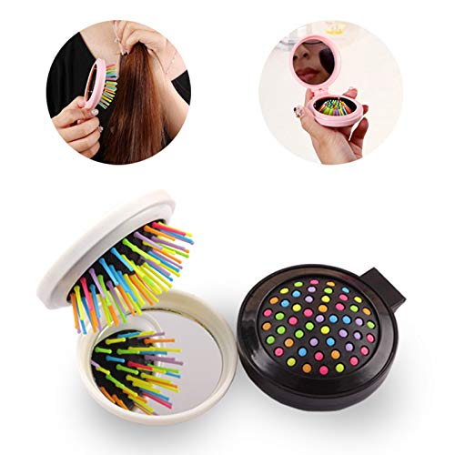 Alexvyan Yellow Round Travel Mini Hair Comb with Make up Mirror Pocket Hair Brush Folding Hair Brush for Travel,Gift for friends, relative, lovers, sisters,mothers and yourself - Image 5