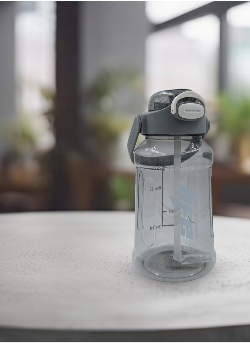 Generic - Premium 1.5L Water Bottle with White Typography (Detachable Straw) - Image 1