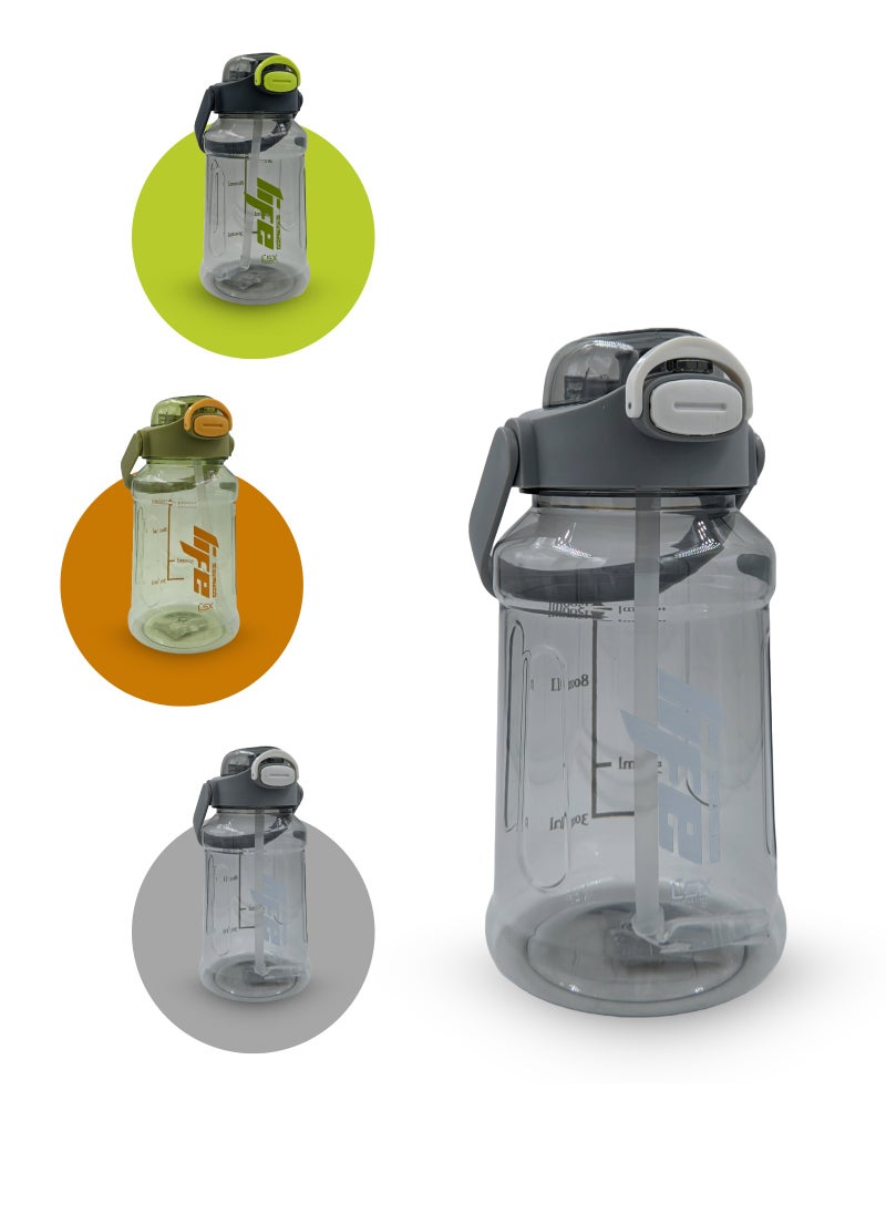 Generic - Premium 1.5L Water Bottle with White Typography (Detachable Straw) - Image 1