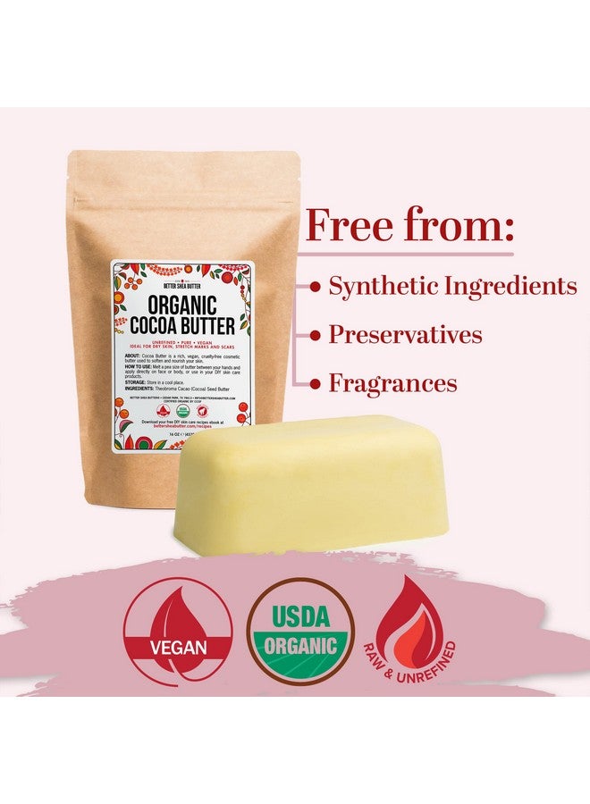 Better Shea Butter Organic Cocoa Butter Raw Unrefined Food Grade Usda Certified Cocoa Butter For Scars Stretch Marks Cream 100% Cocoa Butter Raw Organic For Skin Moisturizer Lip Balm 16 Oz - Image 5