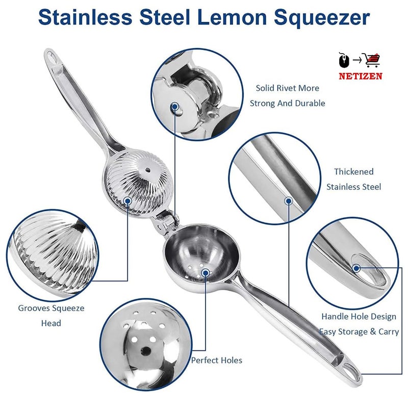 NETIZEN Manual Lemon Squeezer Heavy Duty Stainless Steel Press Hand Lime Citrus Fruit Juicer Pack of 1 - Image 2