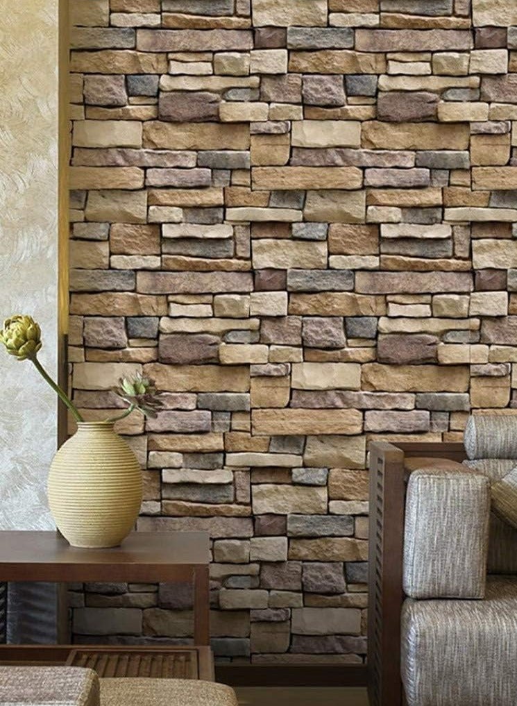 بريمو بلس ورق حائط لاصق ثلاثي الأبعاد بتصميم طوب متعدد الألوان 45 × 300 سنتيمتر - Image 5