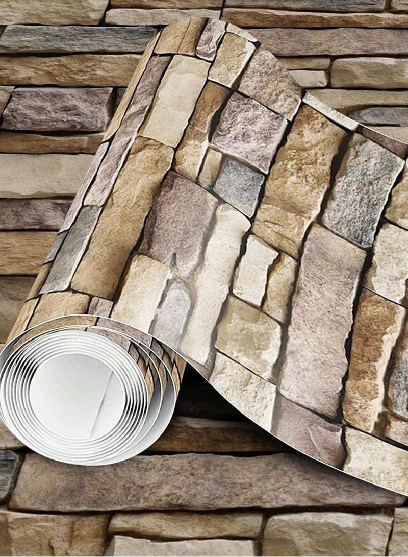 بريمو بلس ورق حائط لاصق ثلاثي الأبعاد بتصميم طوب متعدد الألوان 45 × 300 سنتيمتر - Image 1