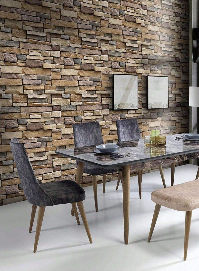 بريمو بلس ورق حائط لاصق ثلاثي الأبعاد بتصميم طوب متعدد الألوان 45 × 300 سنتيمتر - Image 2