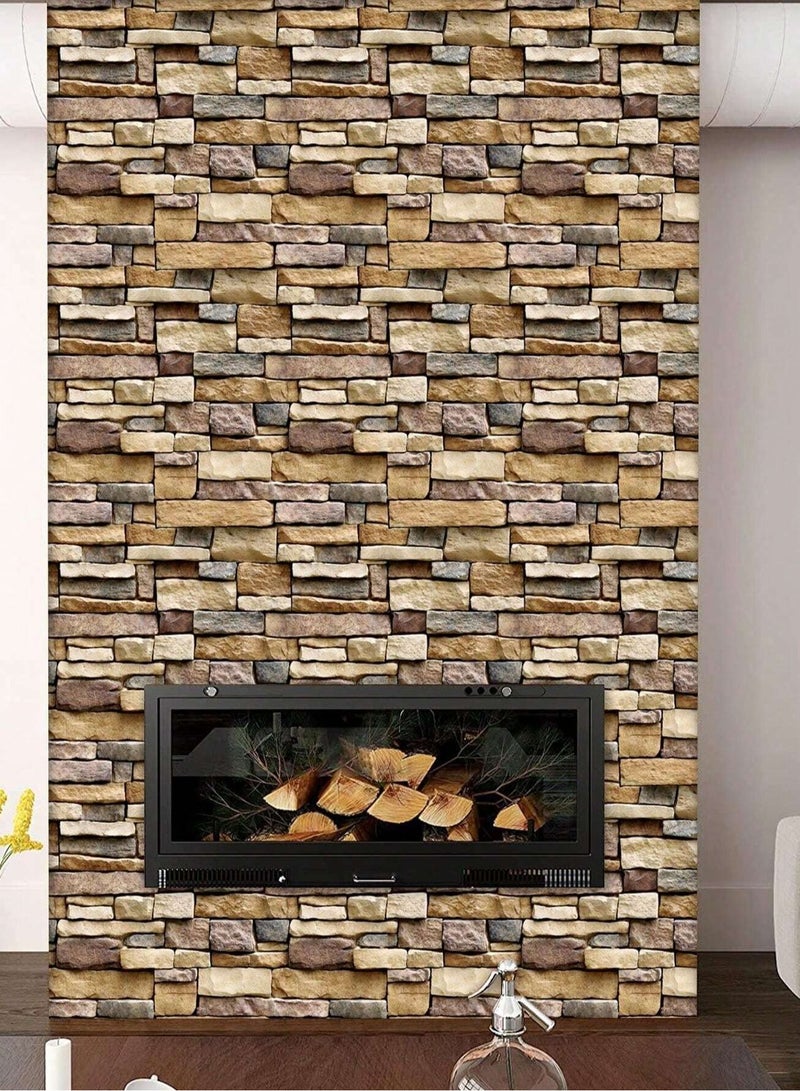 بريمو بلس ورق حائط لاصق ثلاثي الأبعاد بتصميم طوب متعدد الألوان 45 × 300 سنتيمتر - Image 4