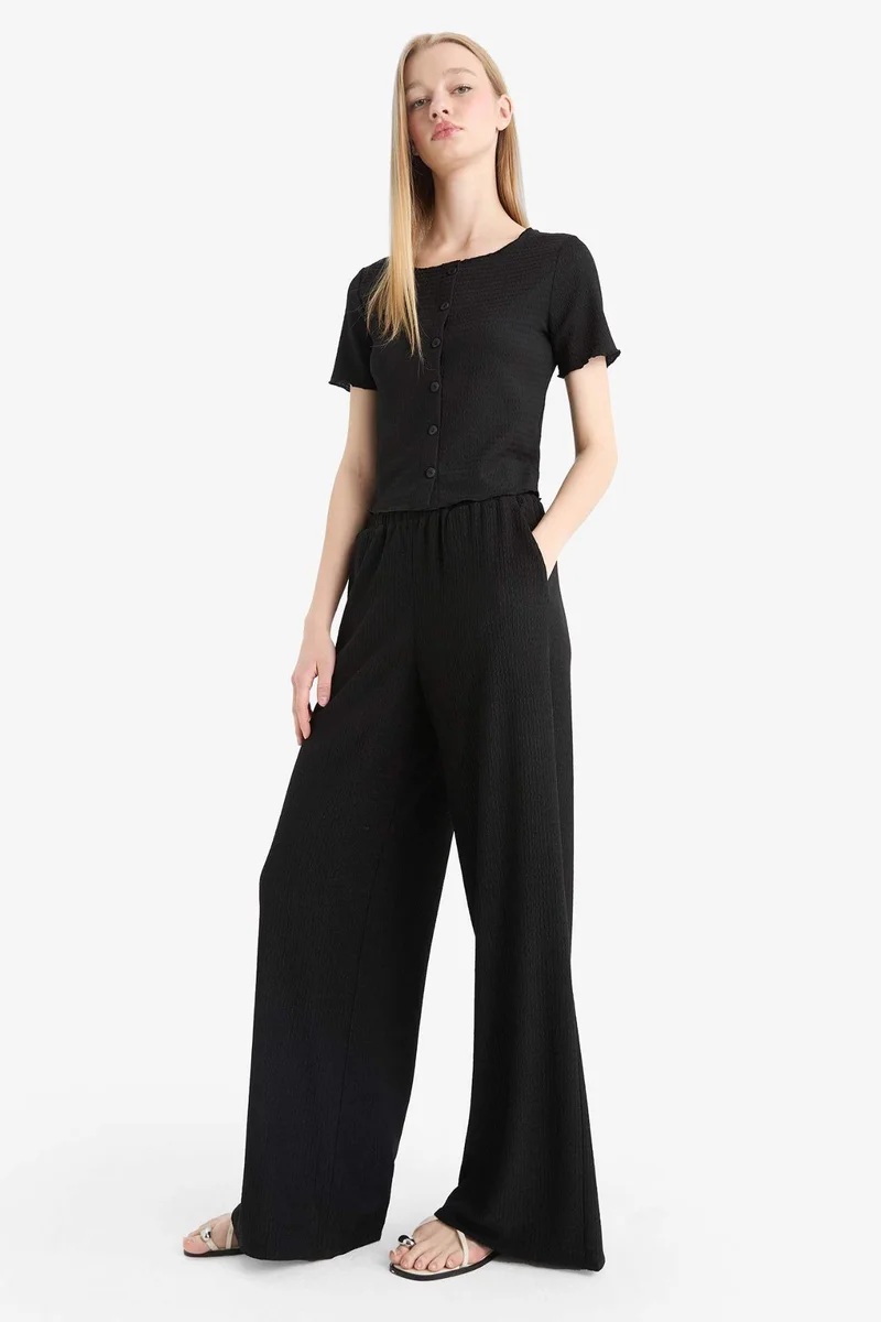 ديفاكتو Wide Leg Crepe Trousers