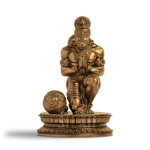 SILAII Lord Hanuman Blessed Sculpture | Hanuman Murti | 9 Inch Hanuman Idol for Home | Handmade Lord Hanuman Ji Ki Murti – Antique Bronze Finish Religious Idol for Home Decor & Gift - Image 1
