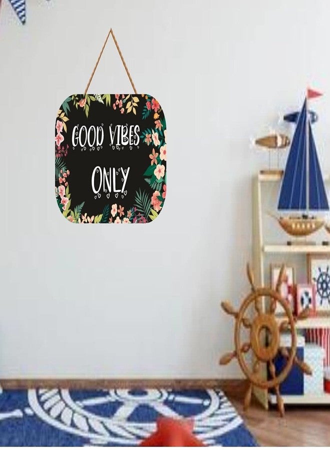 Crafts World Wooden Home Decorative Wall Hanging | Printed Designer Home Decor for Living Room (Good Vibes Black) - Image 3