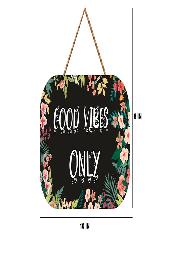 Crafts World Wooden Home Decorative Wall Hanging | Printed Designer Home Decor for Living Room (Good Vibes Black) - Image 2
