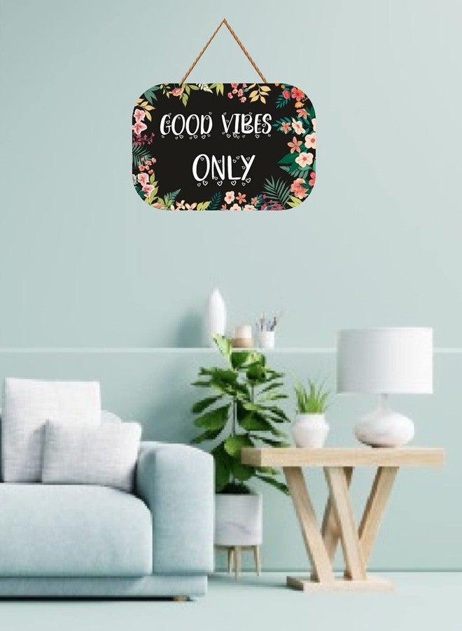 Crafts World Wooden Home Decorative Wall Hanging | Printed Designer Home Decor for Living Room (Good Vibes Black) - Image 4
