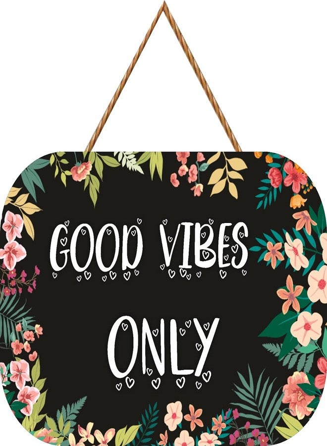 Crafts World Wooden Home Decorative Wall Hanging | Printed Designer Home Decor for Living Room (Good Vibes Black) - Image 1