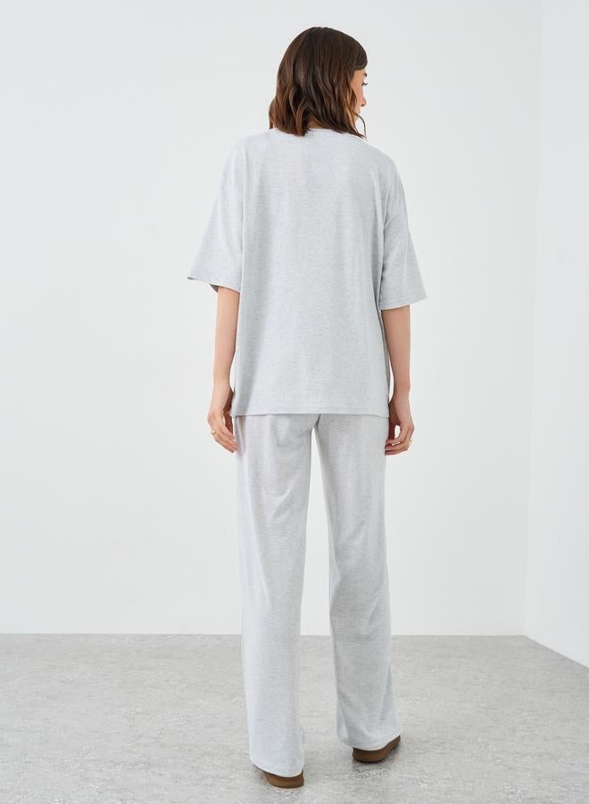 Take Two Styli Slogan Print Oversized T-Shirt and Joggers Co-Ords - Image 4