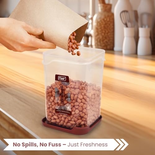 FLAIR Storewell Square Food Storage Containers Set of 4 (2400 ML)- Maroon, Air Tight Containers for Kitchen Storage Ideal kitchen box for Rice, Atta and Grains, BPA-Free, Food Grade - Image 5