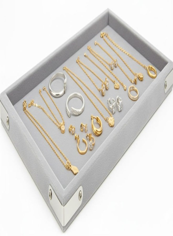 SENTONI Velvet Jewellery Display & Beading Tray | Multipurpose Organizer Tray for Rings, Earrings, Beads & Showcase | Light Grey | 14 x 10 Inch (Set of 1) - Image 3