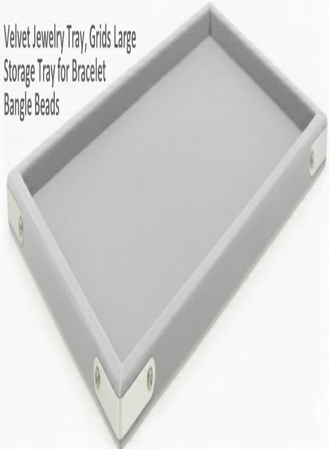 SENTONI Velvet Jewellery Display & Beading Tray | Multipurpose Organizer Tray for Rings, Earrings, Beads & Showcase | Light Grey | 14 x 10 Inch (Set of 1) - Image 4