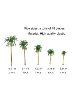 KASTWAVE Miniature Palm Tree Model Set - 18PCS Mixed Sizes (3.1" - 6.3"), Fake Plastic Trees without Stands for DIY Scenery, Landscape, Cake Decoration  - Image 4