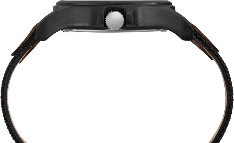 TIMEX ساعة تيمكس للرجال إكسبيديشن أكاديا 40 مم - علبة سوداء قرص أسود مع حزام جلد وقماش أسود وبني - Image 2