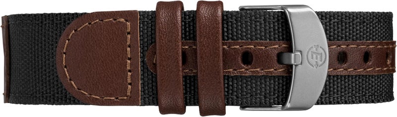 TIMEX ساعة تيمكس للرجال إكسبيديشن أكاديا 40 مم - علبة سوداء قرص أسود مع حزام جلد وقماش أسود وبني - Image 3