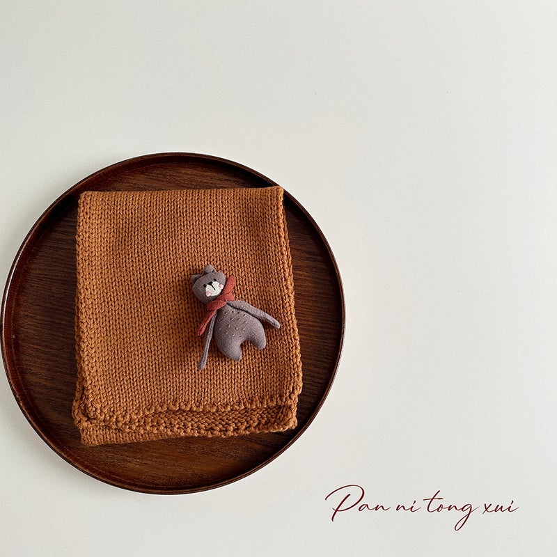 Cartoon Bear Scarf Children'S Warm Knitted Wool Scarf Boys And Girls Cute Windproof Wool Scarf - Image 1