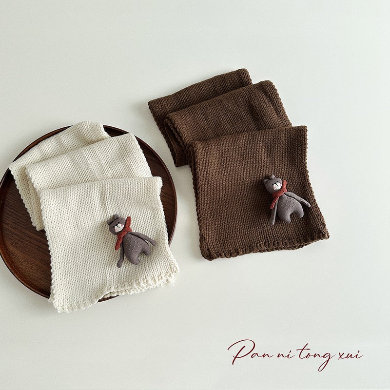 Cartoon Bear Scarf Children'S Warm Knitted Wool Scarf Boys And Girls Cute Windproof Wool Scarf - Image 4