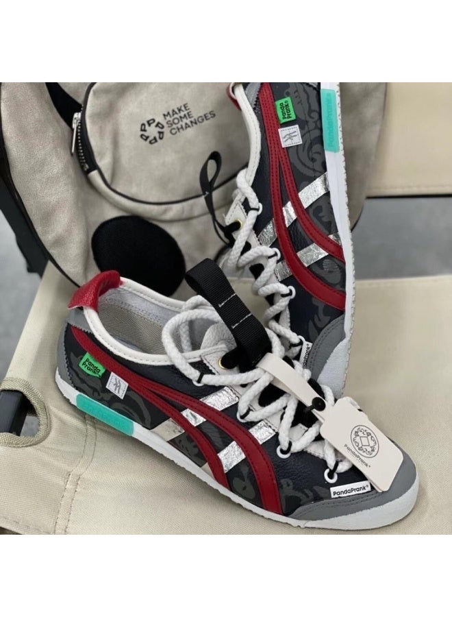 Onitsuka Tiger أحذية رياضية عتيقة تعاونية - أحذية موضة الشارع بتصميم تمويه وأحمر - Image 1