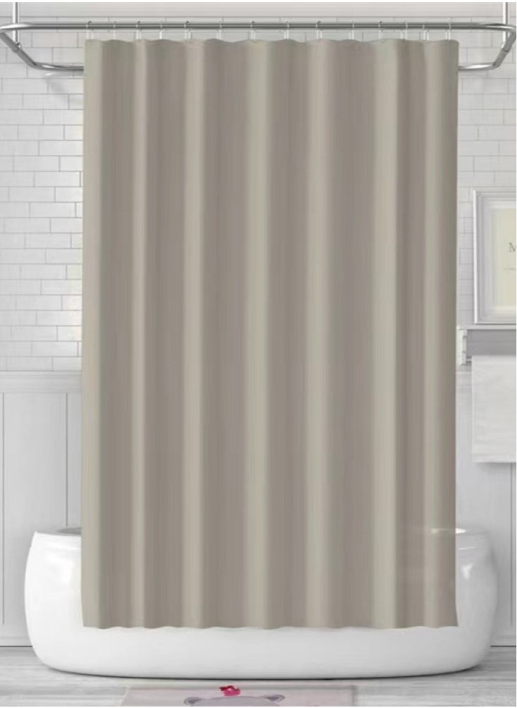 Kutis 1-Piece Bathroom Shower Curtain Waterproof Shower Curtain With Hooks Dark Beige 180 x 180 Centimetre  - Image 1