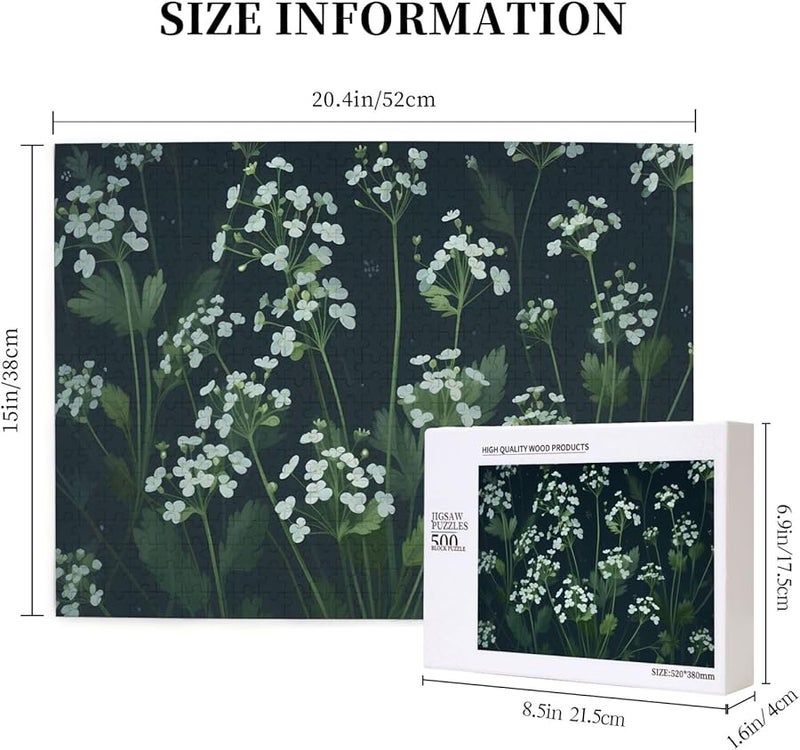 لغز الزهور البيضاء 500 قطعة للكبار ديكور المنزل 20.4 × 15 بوصة - Image 5