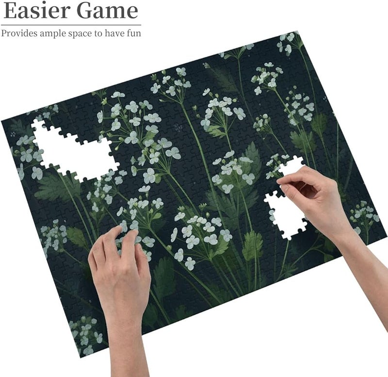 لغز الزهور البيضاء 500 قطعة للكبار ديكور المنزل 20.4 × 15 بوصة - Image 4