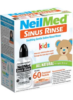 NeilMed Neilmed's Sinus Rinse, Pediatric, Complete Saline Nasal Rinse Kit 60 Premixed Packets 