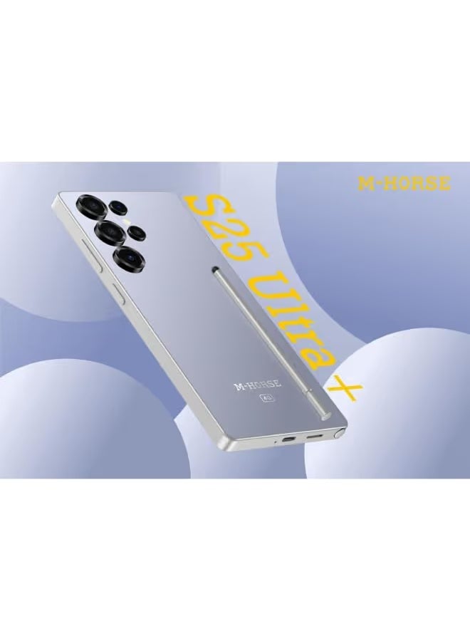 إم-هورس هاتف M-HORSE S25 Ultra Plus سعة 256 جيجابايت، رام 12 جيجابايت، شاشة AMOLED 6.6 بوصة، معدل تحديث 120Hz، أندرويد 14، شحن سريع، 4G LTE – أزرق + سماعات أذن بلوتوث مجانية - Image 2