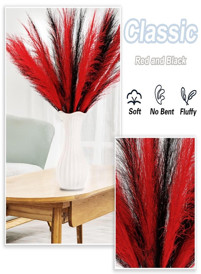 Acfruits Pampas Grass Small Black&Red, 30 Pcs 17" Halloween Steems Faux Pampas Grass Short Decor, Pompas Grass Flower Arrangement and Vase Filler for Boho Home Wedding Decoration - Image 4