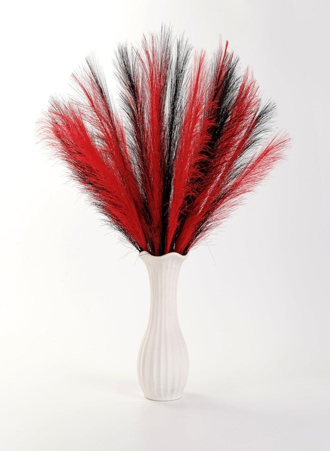 Acfruits Pampas Grass Small Black&Red, 30 Pcs 17" Halloween Steems Faux Pampas Grass Short Decor, Pompas Grass Flower Arrangement and Vase Filler for Boho Home Wedding Decoration - Image 3