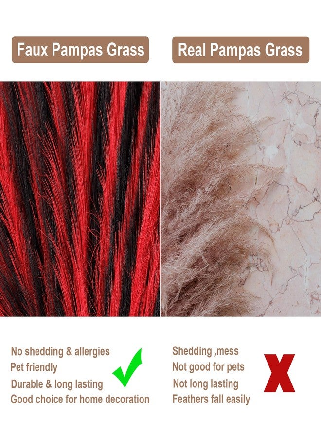 Acfruits Pampas Grass Small Black&Red, 30 Pcs 17" Halloween Steems Faux Pampas Grass Short Decor, Pompas Grass Flower Arrangement and Vase Filler for Boho Home Wedding Decoration - Image 5