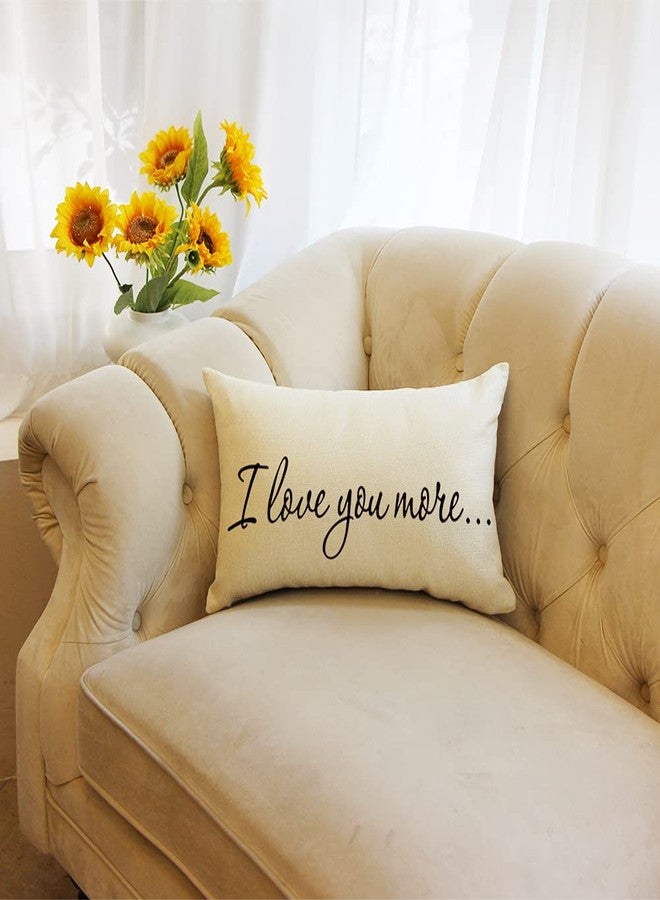 Ogiselestyle Farmhouse Pillow Covers with I Love You More Quotes 12" x 20" Lumbar Pillow Covers Home Decorative Linen Cushion Case for Sofa Couch Housewarming Gifts Family Room Décor - Image 3