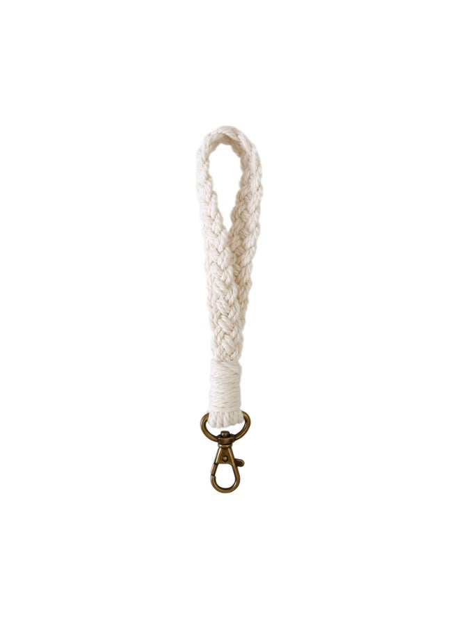 NIBEMINENT Beaded Phone Lanyard, Anti Lost Removable Wrist Strap, Hand Weaving Daisy Bracelet Pendant, Phone Keychain Lanyard,K68377/White