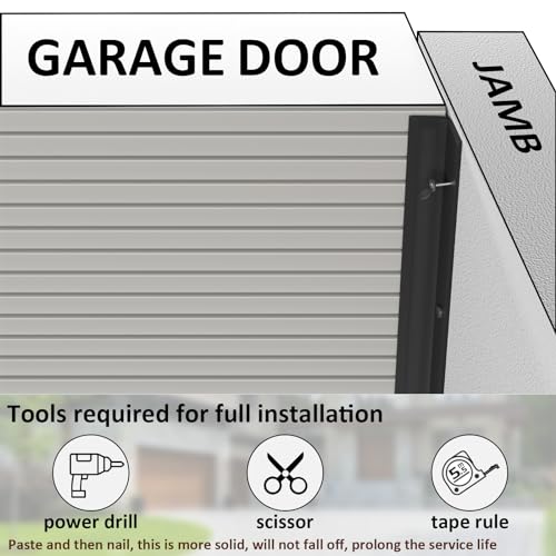 Greymond Garage Door Weather Stripping, 40 FT Black Garage Door Side and Top Seal Trim, Universal Adhesive Backed Garage Door Rubber Seal Strip Replacement - Image 4