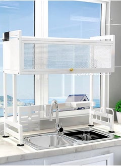 AIWANTO Over Sink Dish Drainer Drying Rack Large Metal Rack With Cover With Drip Tray Adjustable Height ASSEMBLY NEEDED  - Image 2