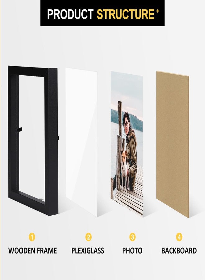 Forev 3.5x5 Double Picture Frame Wooden Hinged Photo Frame Definition Glass Stand Vertically on Desktop or Tabletop Black - Image 3