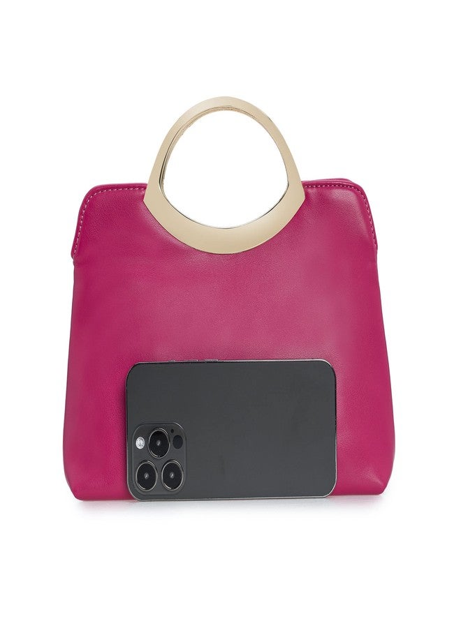 IXEBELLA Stylish PU leather Small Prom Handbag Formal Women Party Clutch Dressy Wedding Purse (Hot Pink) - Image 3