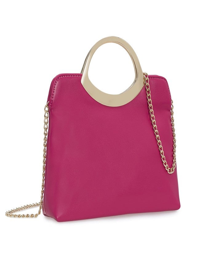 IXEBELLA Stylish PU leather Small Prom Handbag Formal Women Party Clutch Dressy Wedding Purse (Hot Pink) - Image 2